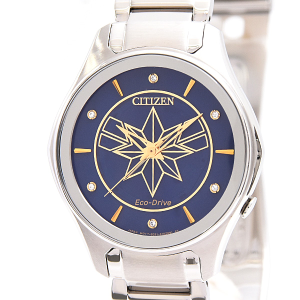 シチズン 時計 メンズ レディース エコドライブ  キャプテンマーベル ソーラー ネイビー文字盤 ステンレス CITIZEN EM0596-58W 中古