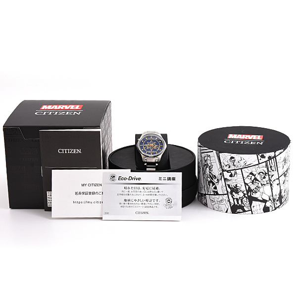シチズン 時計 メンズ レディース エコドライブ  キャプテンマーベル ソーラー ネイビー文字盤 ステンレス CITIZEN EM0596-58W 中古