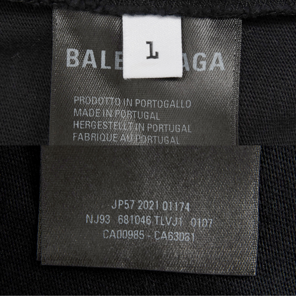 バレンシアガ メンズ レディース クラッシュロゴ ロングTシャツ 長袖 ダメージ加工 Lサイズ ブラック オレンジ BALENCIAGA 681046 中古