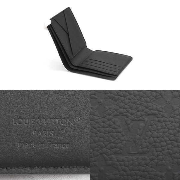 ルイヴィトン 財布 メンズ ポルトフォイユ ミュルティプル 二つ折り札入れ モノグラム トリヨン ブラック  Louis Vuitton M82072 中古