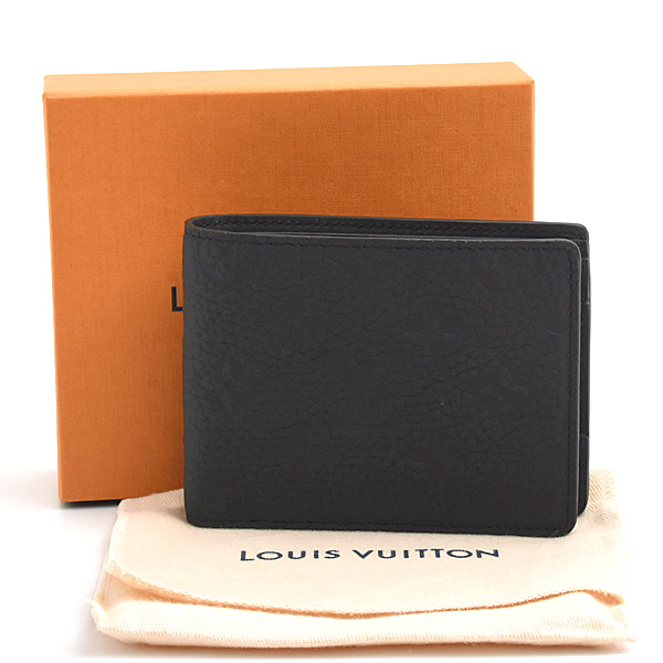 ルイヴィトン 財布 メンズ ポルトフォイユ ミュルティプル 二つ折り札入れ モノグラム トリヨン ブラック  Louis Vuitton M82072 中古