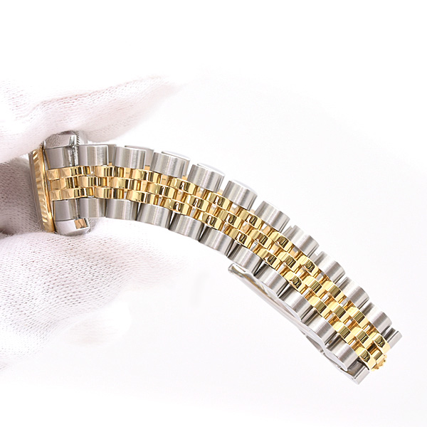 ロレックス 時計 レディース デイトジャスト ブラック文字盤 ランダム 自動巻  SS×YG ROLEX 179173 中古