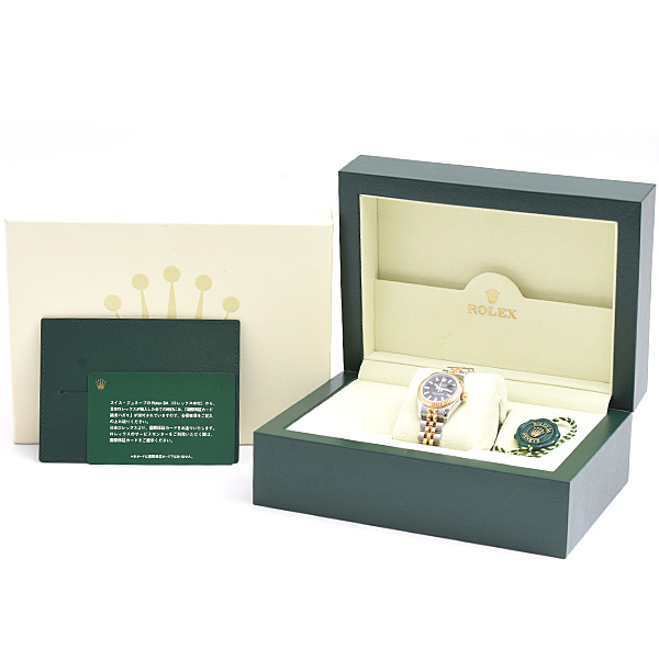 ロレックス 時計 レディース デイトジャスト ブラック文字盤 ランダム 自動巻  SS×YG ROLEX 179173 中古