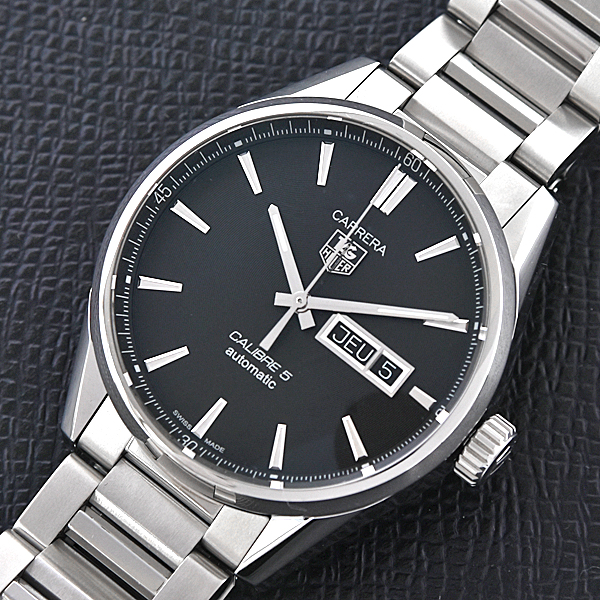 タグホイヤー 時計 メンズ カレラ キャリバー5 自動巻き 裏スケ ブラック文字盤 ステンレス SS TAG Heuer WAR201A-1 中古
