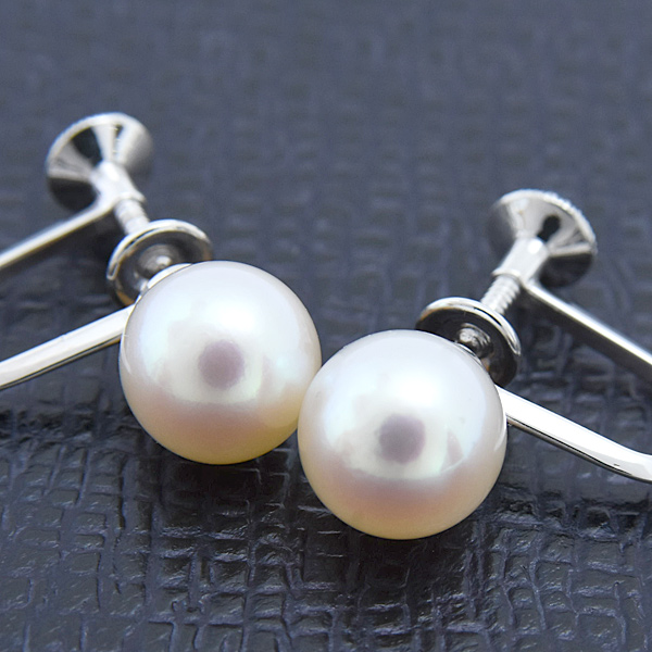 ミキモト イヤリング レディース 1Pパール 8.2mm～8.3mm珠 ホワイトゴールド MIKIMOTO K14WG 中古