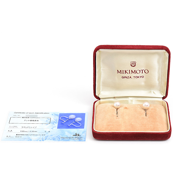 ミキモト イヤリング レディース 1Pパール 8.2mm～8.3mm珠 ホワイトゴールド MIKIMOTO K14WG 中古
