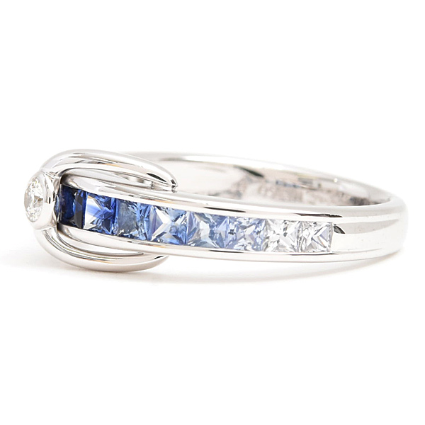 ジュネ 指輪 レディース サファイア ダイヤ リング 12号 S0.60ct D0.15ct ホワイトゴールド Jeunet 750WG 中古