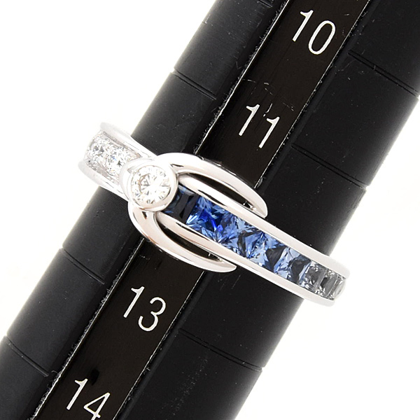ジュネ 指輪 レディース サファイア ダイヤ リング 12号 S0.60ct D0.15ct ホワイトゴールド Jeunet 750WG 中古