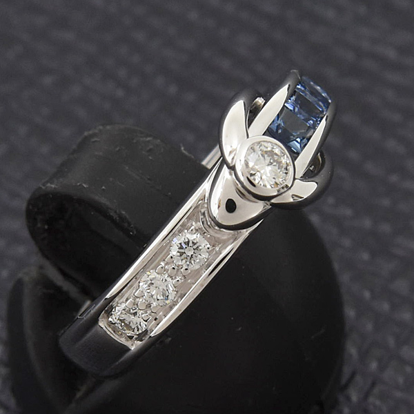 ジュネ 指輪 レディース サファイア ダイヤ リング 12号 S0.60ct D0.15ct ホワイトゴールド Jeunet 750WG 中古