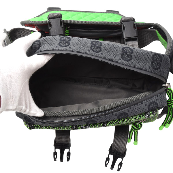 グッチ バッグ メンズ スモール バックパック GGナイロン ベルトバッグ グレー×レッド×グリーン GUCCI 752100 中古