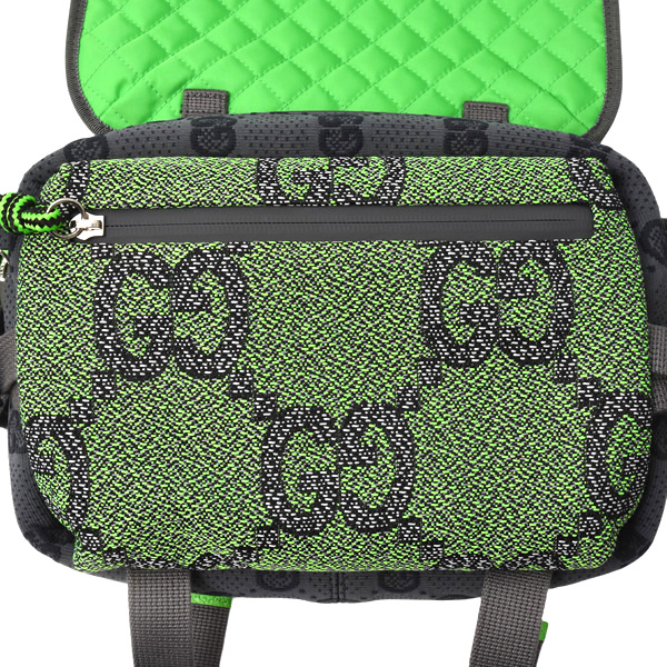 グッチ バッグ メンズ スモール バックパック GGナイロン ベルトバッグ グレー×レッド×グリーン GUCCI 752100 中古