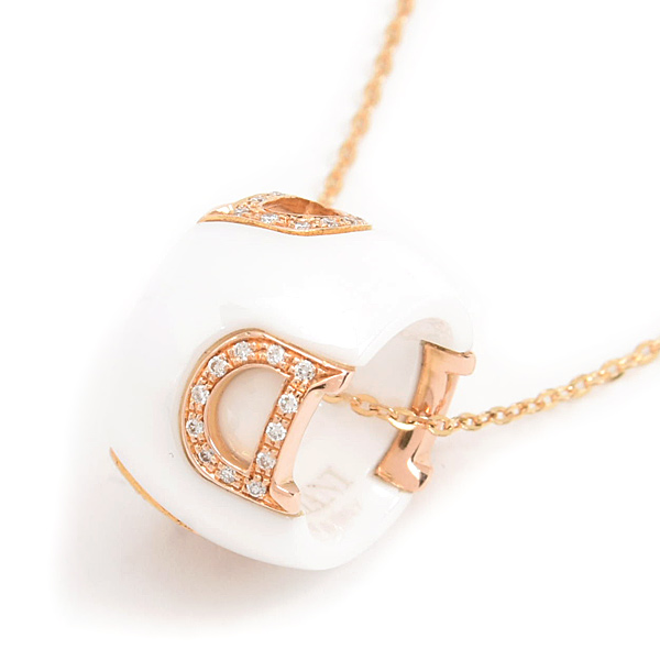ダミアーニ ネックレス レディース メンズ Dアイコン ダイヤ ペンダント ホワイトセラミック ピンクゴールド DAMIANI K18PG×CE 中古