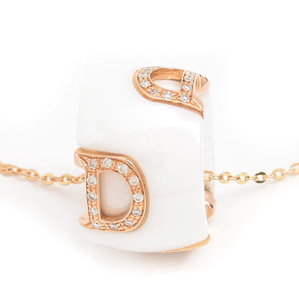 ダミアーニ ネックレス レディース メンズ Dアイコン ダイヤ ペンダント ホワイトセラミック ピンクゴールド DAMIANI K18PG×CE 中古