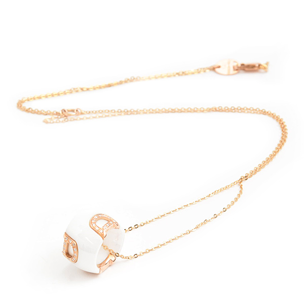 ダミアーニ ネックレス レディース メンズ Dアイコン ダイヤ ペンダント ホワイトセラミック ピンクゴールド DAMIANI K18PG×CE 中古