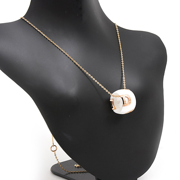 ダミアーニ ネックレス レディース メンズ Dアイコン ダイヤ ペンダント ホワイトセラミック ピンクゴールド DAMIANI K18PG×CE 中古