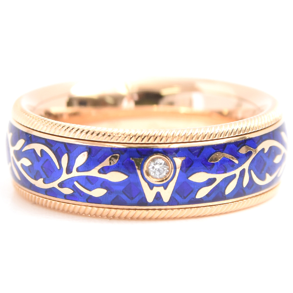 ウェレンドルフ 指輪 レディース フォーゲットミーノット エマイユ 1Pダイヤ リング 52号 イエローゴールド Wellendorff 750YG 中古