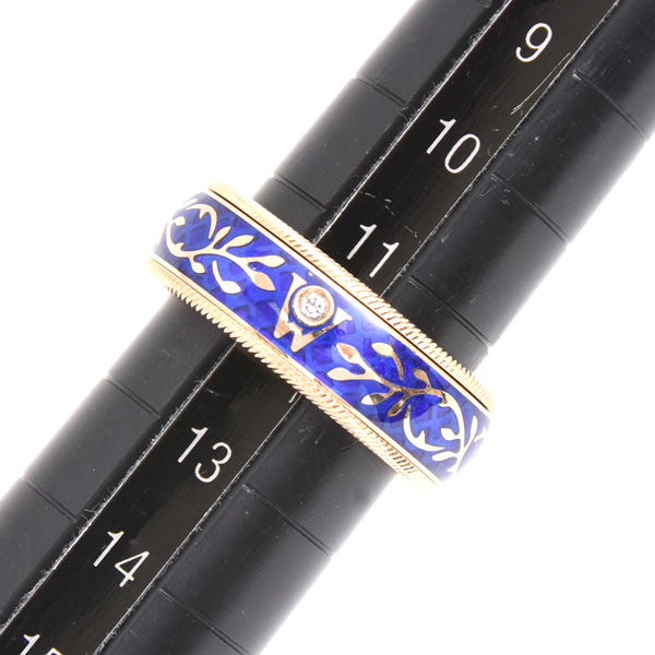 ウェレンドルフ 指輪 レディース フォーゲットミーノット エマイユ 1Pダイヤ リング 52号 イエローゴールド Wellendorff 750YG 中古