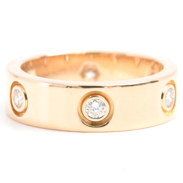 カルティエ 指輪 レディース ラブリング フルダイヤモンド 52号 イエローゴールド Cartier 750YG 中古