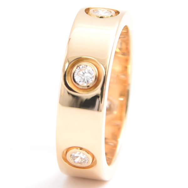 カルティエ 指輪 レディース ラブリング フルダイヤモンド 52号 イエローゴールド Cartier 750YG 中古