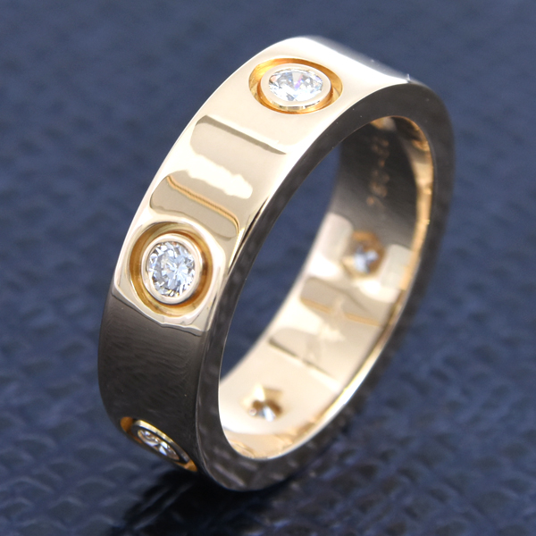 カルティエ 指輪 レディース ラブリング フルダイヤモンド 52号 イエローゴールド Cartier 750YG 中古