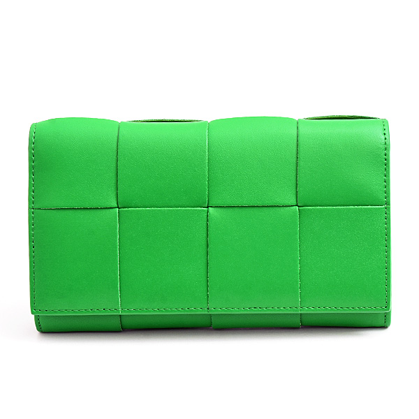 ボッテガヴェネタ 財布 メンズ レディース カセット 二つ折り 札入れ カーフ グリーン BOTTEGA VENETA 679844 中古
