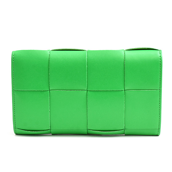 ボッテガヴェネタ 財布 メンズ レディース カセット 二つ折り 札入れ カーフ グリーン BOTTEGA VENETA 679844 中古