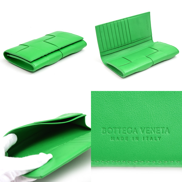 ボッテガヴェネタ 財布 メンズ レディース カセット 二つ折り 札入れ カーフ グリーン BOTTEGA VENETA 679844 中古