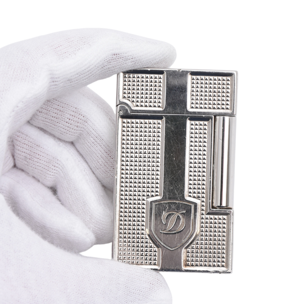 デュポン S.T.Dupont ローラガスライター ライン2 ダブルバーナー ブラゾン 紋章 シルバー メンテナンス済み 中古