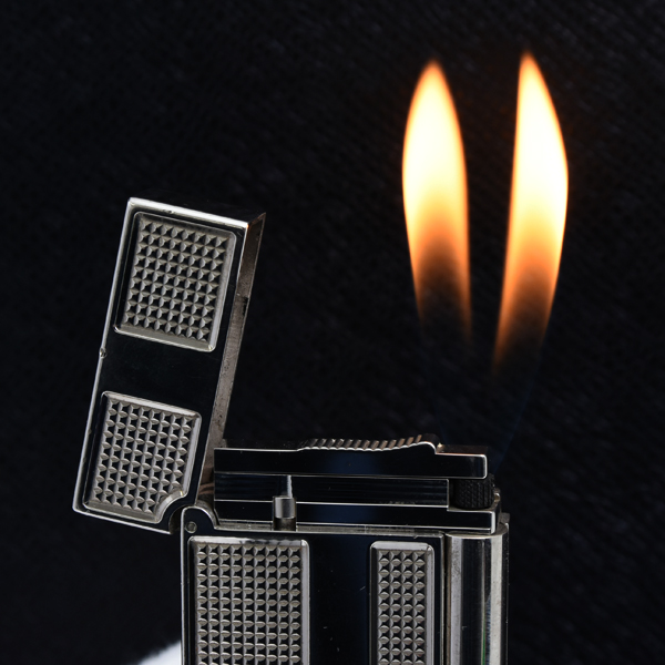 デュポン S.T.Dupont ローラガスライター ライン2 ダブルバーナー ブラゾン 紋章 シルバー メンテナンス済み 中古