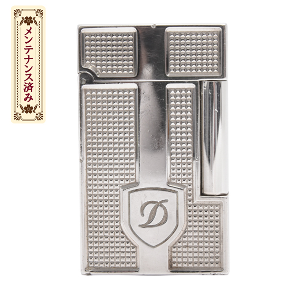 デュポン S.T.Dupont ローラガスライター ライン2 ダブルバーナー ブラゾン 紋章 シルバー メンテナンス済み 中古