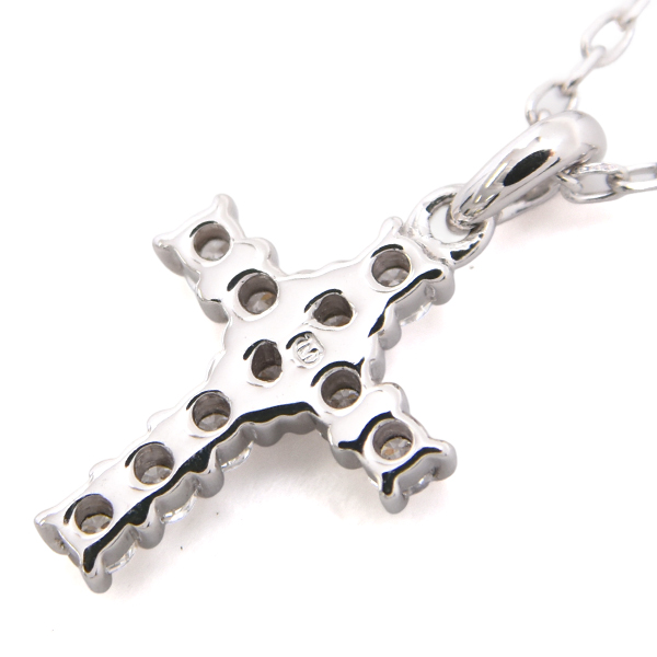 ミキモト ネックレス レディース クロスモチーフ ダイヤ ネックレス D0.22ct ホワイトゴールド K18WG MIKIMOTO 中古