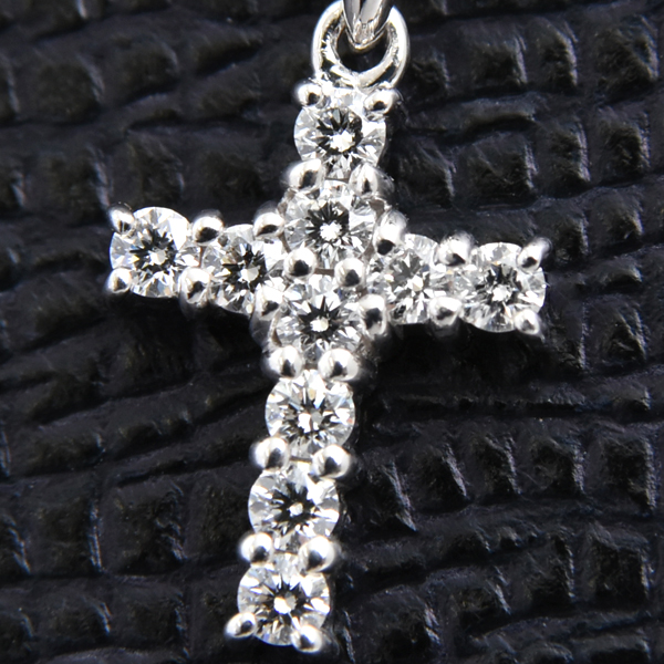 ミキモト ネックレス レディース クロスモチーフ ダイヤ ネックレス D0.22ct ホワイトゴールド K18WG MIKIMOTO 中古