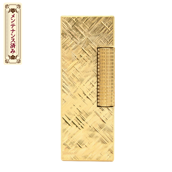 ダンヒル dunhill ローラー ガスライター モザイクカット ゴールド メンテナンス済み 中古