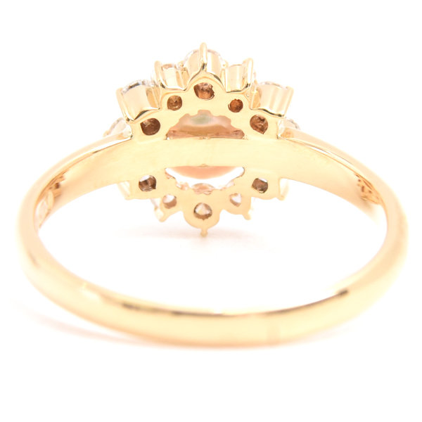 ニナリッチ 指輪 レディース パール×ダイヤ リング 11号 6.3mm珠 イエローゴールド NINA RICCI K18 中古