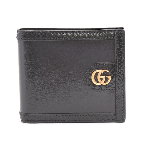 グッチ 財布 メンズ ダブルG 二つ折り財布 GG リミテッドエディション エキゾチック パイソン レザー ブラック 597609 GUCCI 中古
