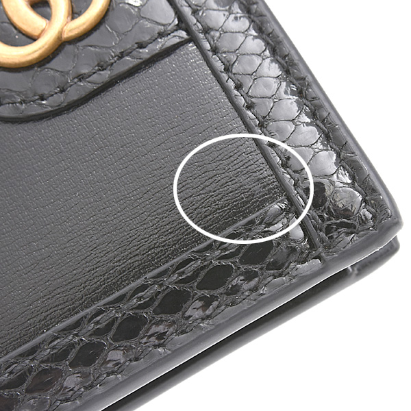 グッチ 財布 メンズ ダブルG 二つ折り財布 GG リミテッドエディション エキゾチック パイソン レザー ブラック 597609 GUCCI 中古
