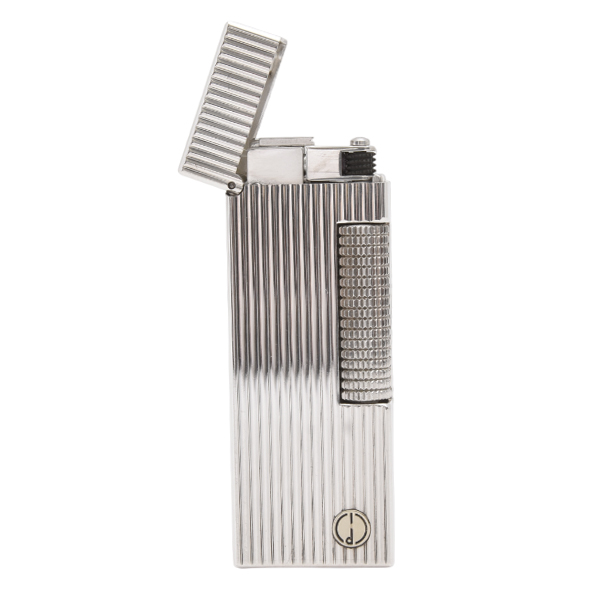 ダンヒル dunhill ローラー ガスライター ストライプ シルバー メンテナンス済み 中古
