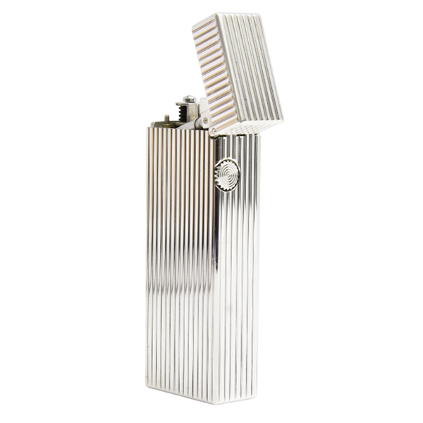 ダンヒル dunhill ローラー ガスライター ストライプ シルバー メンテナンス済み 中古