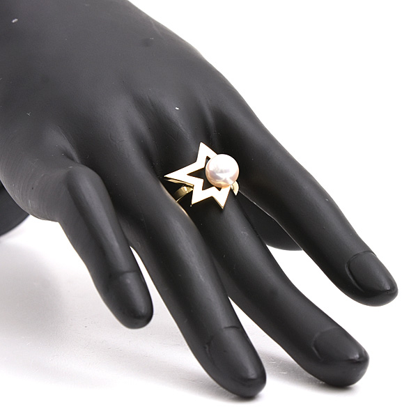 タサキ 指輪 レディース コメット プラス リング 実測10号 イエローゴールド パール 7.8mm珠 真珠 TASAKI 田崎 R-4831-18K 750YG K18 中古