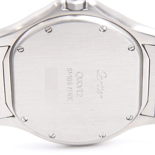 カルティエ 時計 パンテール クーガー ゴドロン LM ブラック文字盤 電池式 メンズ レディース ステンレス Cartier W35016F8 中古