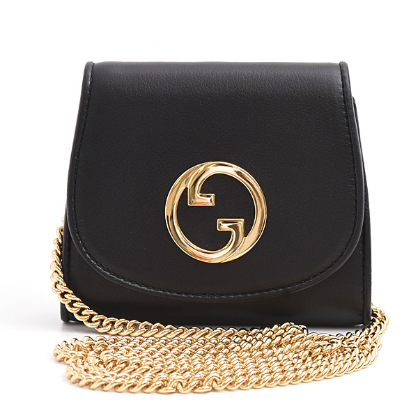 グッチ バッグ レディース ブロンディ ミディアム チェーンウォレット ショルダーバッグ カーフ ブラック GUCCI 725219 中古