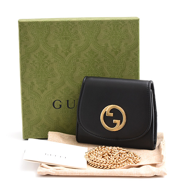 グッチ バッグ レディース ブロンディ ミディアム チェーンウォレット ショルダーバッグ カーフ ブラック GUCCI 725219 中古