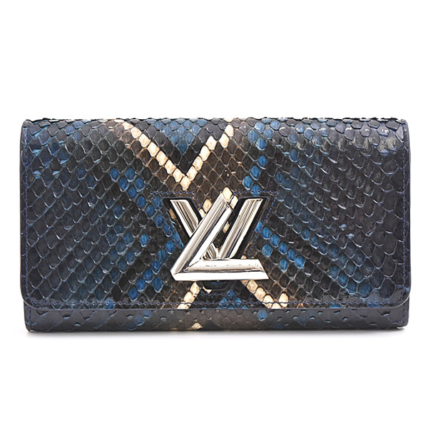 ルイヴィトン 財布 レディース エキゾチック ポルトフォイユ ツイスト パイソン ブルー系 ロングウォレット 蛇革 Louis Vuitton 中古