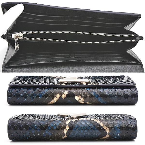 ルイヴィトン 財布 レディース エキゾチック ポルトフォイユ ツイスト パイソン ブルー系 ロングウォレット 蛇革 Louis Vuitton 中古
