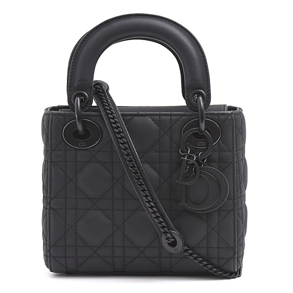 クリスチャンディオール バッグ レディース レディディオール ミニ カナージュ ブラック ウルトラマット カーフスキン Christian Dior M0505SLOI 中古