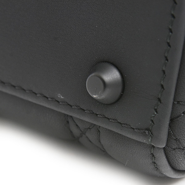 クリスチャンディオール バッグ レディース レディディオール ミニ カナージュ ブラック ウルトラマット カーフスキン Christian Dior M0505SLOI 中古