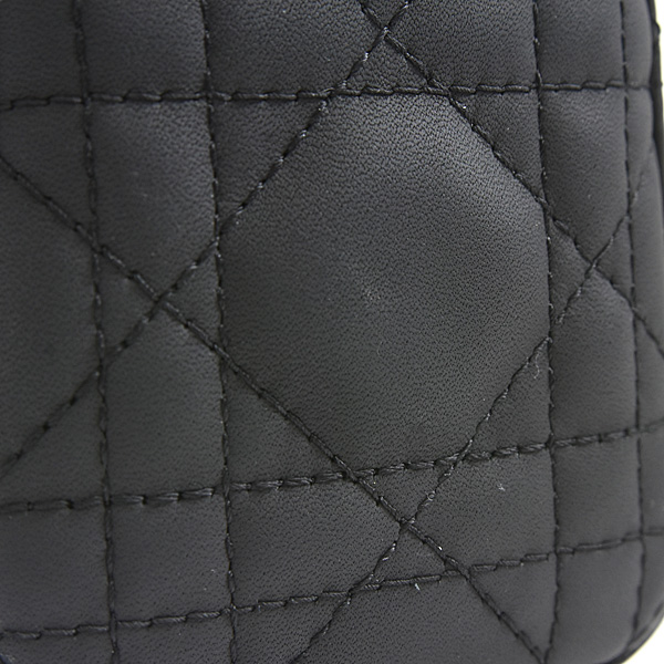 クリスチャンディオール バッグ レディース レディディオール ミニ カナージュ ブラック ウルトラマット カーフスキン Christian Dior M0505SLOI 中古