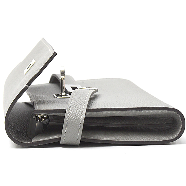 エルメス 財布 レディース ケリーウォレット 長財布 ヴォーエプソン グレー系カラー X刻(2016年) HERMES 中古