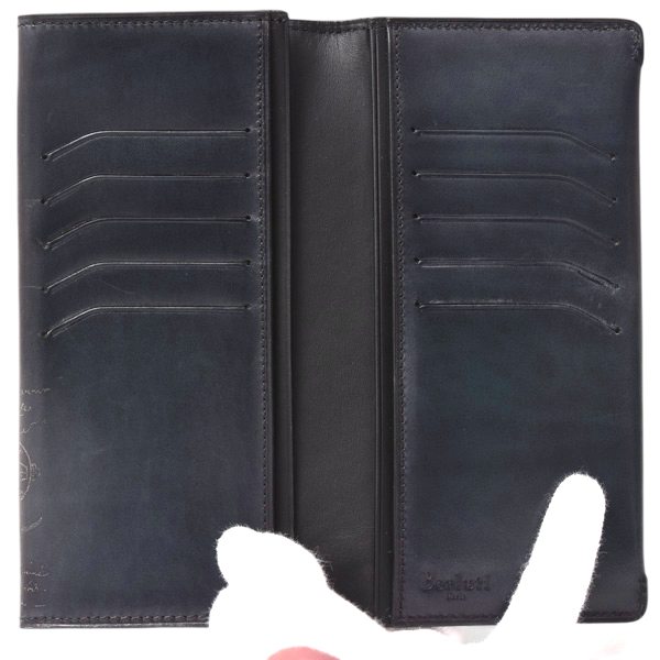 ベルルッティ 財布 メンズ エスパス エン スクリット カリグラフィ 長財布 レザー ネイビー Berluti 中古