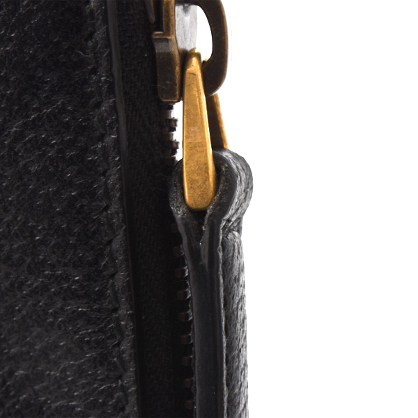 グッチ GUCCI ビースター クラッチバッグ セカンドバッグ ブラック ゴールド レザー 495066 中古